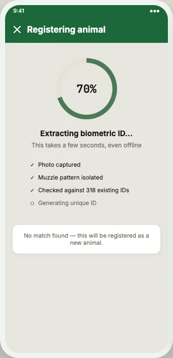 Generating digital ID screen from the animal identification system